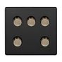Matt Black and Antique Brass 5 Gang Dimmer Switch
