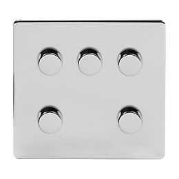 Polished Chrome 5 gang dimmer switch
