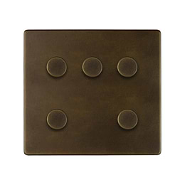 Soho Lighting Vintage Brass 5 Gang 2 -Way Intelligent Dimmer 150W LED (300w Halogen/Incandescent) 