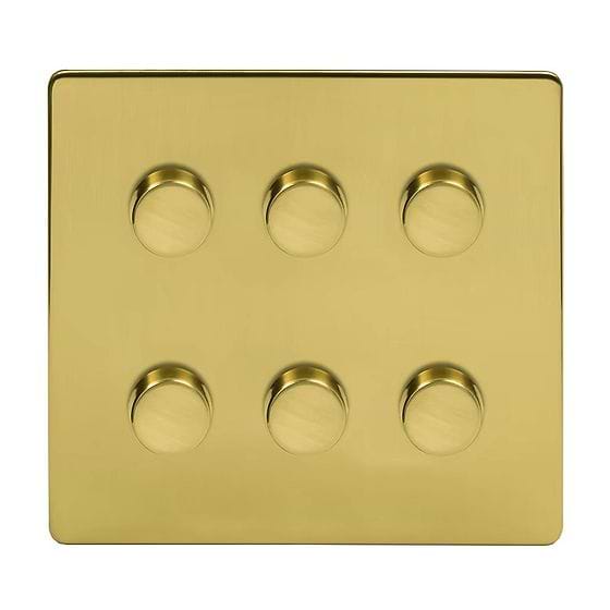 Soho Lighting Brushed Brass 6 Gang 2 -Way Intelligent Dimmer LED 150W LED (300w Halogen/Incandescent)