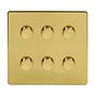 Soho Lighting Brushed Brass 6 Gang 2 -Way Intelligent Dimmer LED 150W LED (300w Halogen/Incandescent)