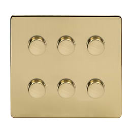 6 Gang Brushed Brass Dimmer Switch