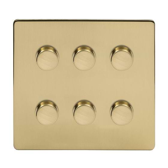 6 Gang Brushed Brass Dimmer Switch