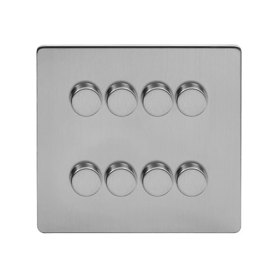 Soho Lighting Brushed Chrome 8 Gang 2 Way Intelligent Trailing Dimmer Switch Screwless