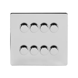 Soho Lighting Polished Chrome 8 Gang 2 Way Intelligent Trailing Dimmer Switch Screwless