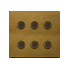Soho Lighting Old Brass 6 Gang 2 -Way Intelligent Dimmer LED 150W LED (300w Halogen/Incandescent)