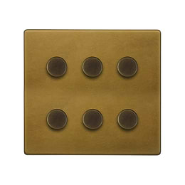 Soho Lighting Old Brass 6 Gang 2 -Way Intelligent Dimmer LED 150W LED (300w Halogen/Incandescent)