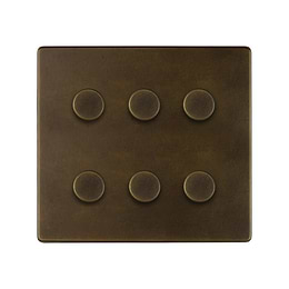 Vintage Brass 6 Gang Dimmer Switch
