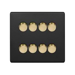 Soho Lighting Matt Black & Brushed Brass 8 Gang 2 -Way Intelligent Dimmer LED 150W (300W Halogen/Incandescent)