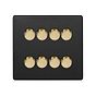 Soho Lighting Matt Black & Brushed Brass 8 Gang Intelligent Trailing Dimmer Switch Screwless LED 150W (300W Halogen/Incandescent)