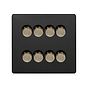 Matt Black and Antique Brass 8 Gang Dimmer Switch
