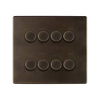 Vintage Brass 8 Gang Dimmer Switch
