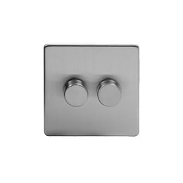 Soho Lighting Brushed Chrome 2 Gang 400W LED Dimmer Switch