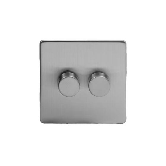 Soho Lighting Brushed Chrome 2 Gang 400W LED Dimmer Switch