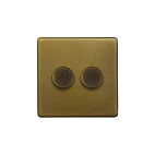 Old Brass 2 Gang Dimmer Switch
