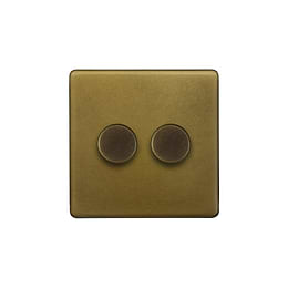 Old Brass 2 Gang Dimmer Switch
