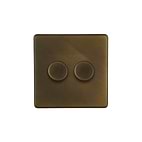Vintage Brass 2 Gang Dimmer Switch
