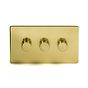 Soho Lighting Brushed Brass 3 Gang 400W LED Dimmer Switch