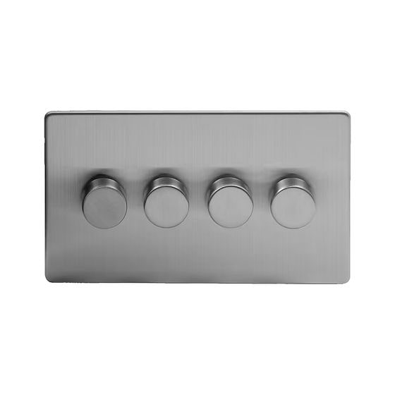 Soho Lighting Brushed Chrome 4 Gang 400W LED Dimmer Switch