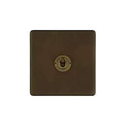 Vintage Brass 1 Gang Toggle Light Switch

