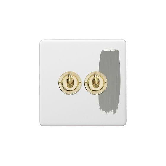 Soho Lighting Primed Paintable 2 Gang Toggle Switch 2-Way with Brushed Brass Switch