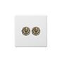 Soho Lighting Primed Paintable 2 Gang Toggle Switch 2-Way with Antique Brass Switch
