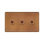 Antique Copper 3 Gang Toggle Light Switch
