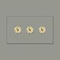 Soho Lighting Primed Paintable 3 Gang 2 Way Toggle Switch with Brushed Brass Switch