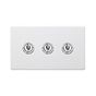 Soho Lighting Primed Paintable 3 Gang 2 Way Toggle Switch with Brushed Chrome Switch