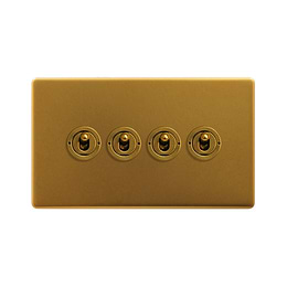 Antique Gold 4 Gang Toggle Light Switch
