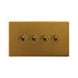 Antique Gold 4 Gang Toggle Light Switch

