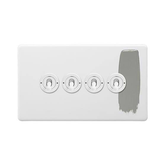 Soho Lighting Primed Paintable 4 Gang 2 Way Toggle Switch with White Switch