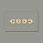 Soho Lighting Primed Paintable 4 Gang 2 Way Toggle Switch with Brushed Brass Switch
