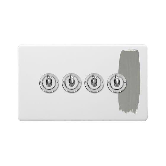 Soho Lighting Primed Paintable 4 Gang 2 Way Toggle Switch with Brushed Chrome Switch