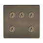 antique brass 5 gang toggle light switch