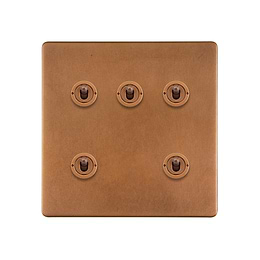 Antique Copper 5 Gang Toggle Switch
