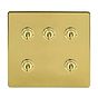 Soho Lighting Brushed Brass 5 Gang Toggle Light Switch 20A 2 Way Screwless