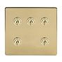 Soho Lighting Brushed Brass 5 Gang Toggle Light Switch 20A 2 Way Screwless