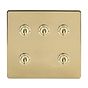 Soho Lighting Brushed Brass 5 Gang Toggle Light Switch 20A 2 Way Screwless