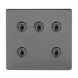 Soho Lighting Black Nickel 5 Gang Toggle Light Switch 20A 2 Way Screwless