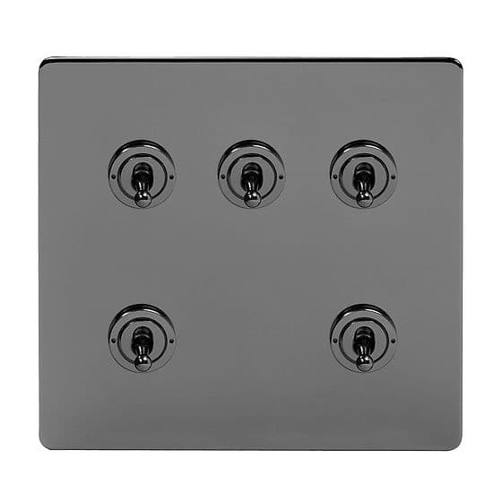 Soho Lighting Black Nickel 5 Gang Toggle Light Switch 20A 2 Way Screwless