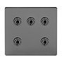 Soho Lighting Black Nickel 5 Gang Toggle Light Switch 20A 2 Way Screwless