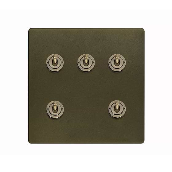 Soho Lighting Bronze 5 Gang Toggle Light Switch 20A 2 Way Screwless 