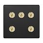 Soho Lighting Matt Black & Brushed Brass 5 Gang Toggle Light Switch 20A 2 Way Screwless