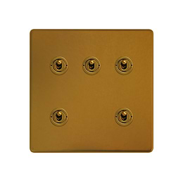 Antique Gold 5 Gang Toggle Switch
