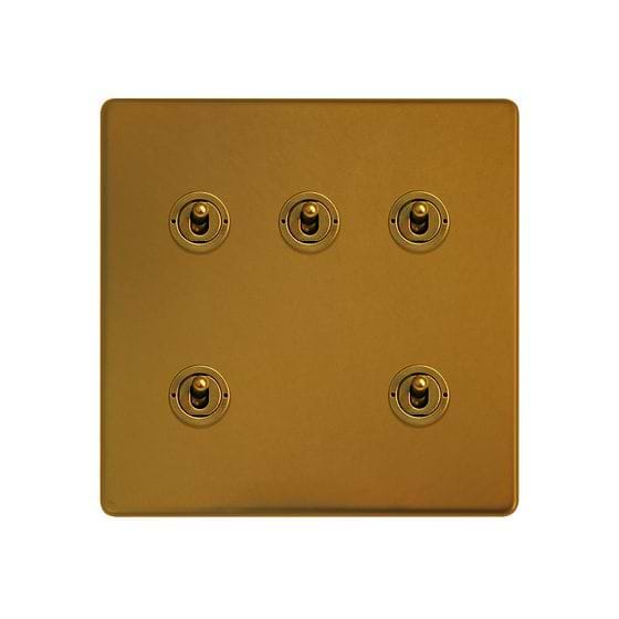 Antique Gold 5 Gang Toggle Switch
