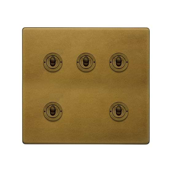 Soho Lighting Old Brass 5 Gang Toggle Light Switch 20A 2 Way