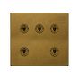 Soho Lighting Old Brass 5 Gang Toggle Light Switch 20A 2 Way