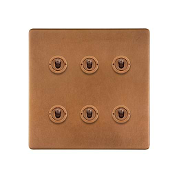 Soho Lighting Antique Copper 6 Gang Toggle Light Switch 20A 2 Way