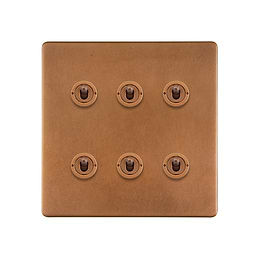 Antique Copper 6 Gang Toggle Switch
